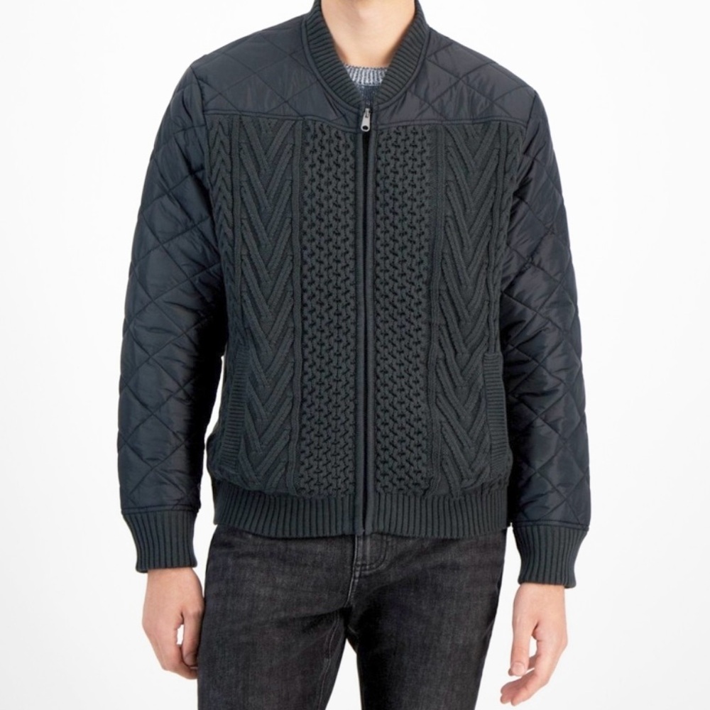 Sun + Stone Textured Sweater Jacket Black Jacket Large NWT